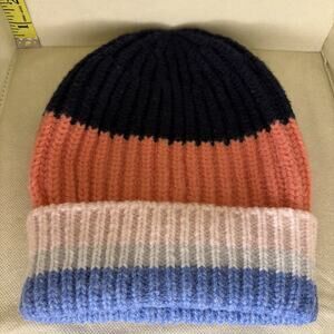 Old Navy Kid's Colorful Beanie Hat, Navy Blue, Orange & White